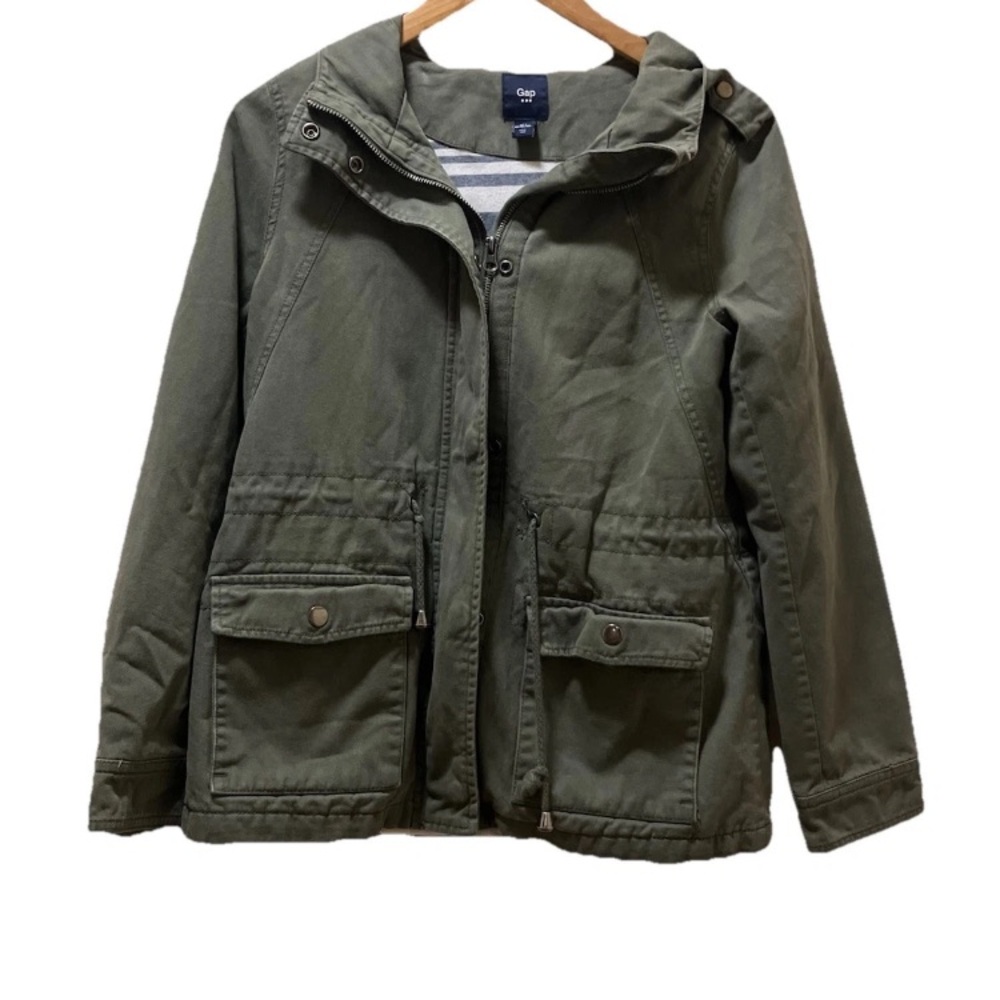 Gap Women’s Army Green Hooded Utility Jacket Sz S